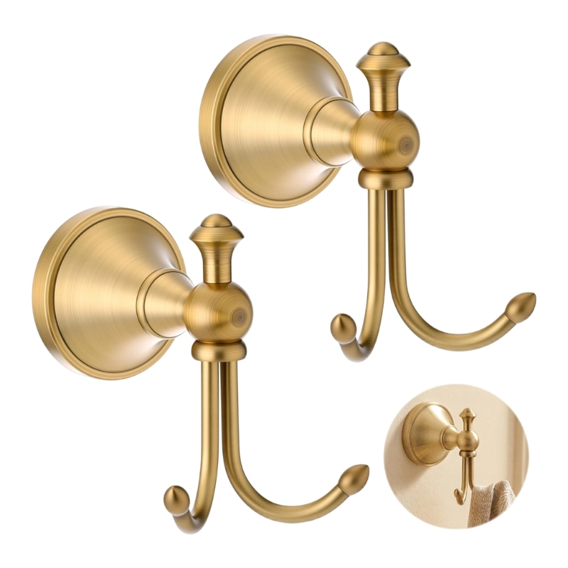 Antique Brass Hook - 2 ganchos de pared para batas