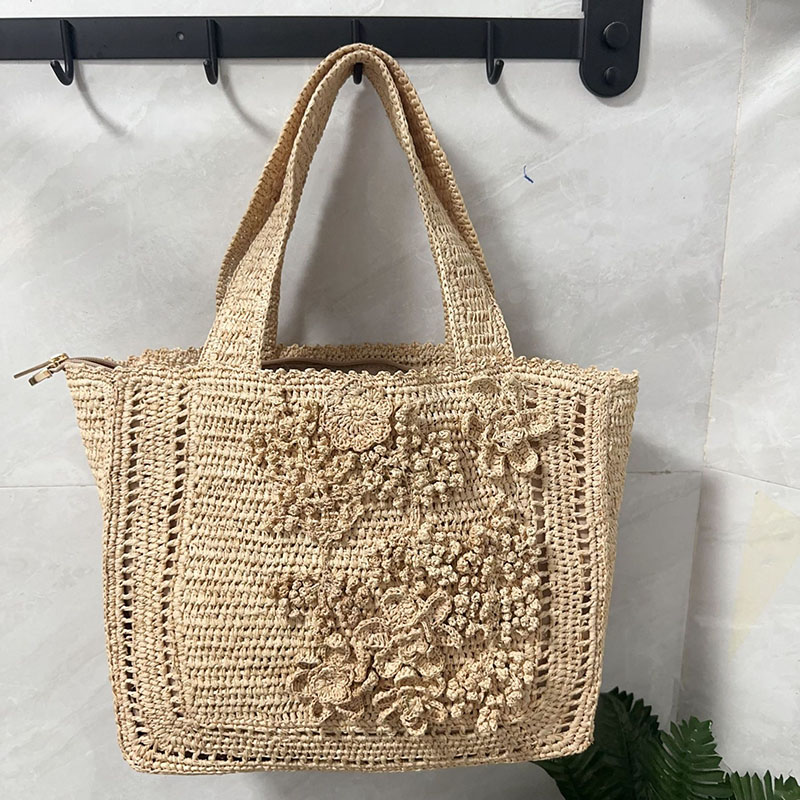 Interior Design Bali - Bolso Tote Tejido con Flores de